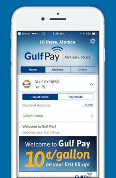 Gulf Pay users can pay for fuel at the pump and in-store